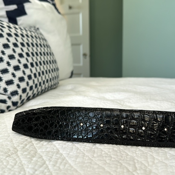 Vintage Kleinberg Sherrill Black Aligator Statement Belt with Gold Tone Buckle - Picture 5 of 8